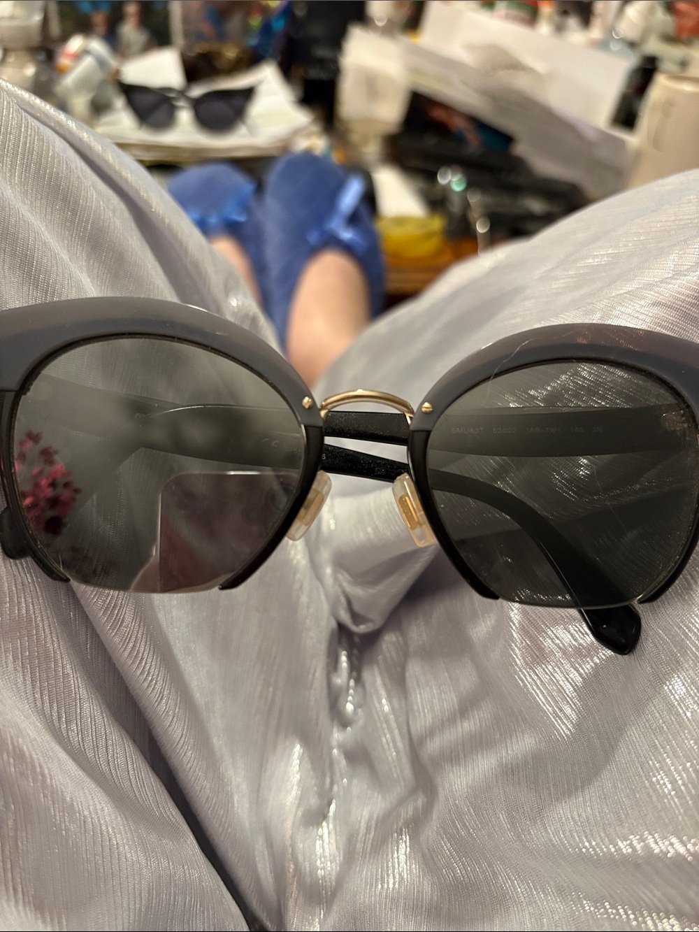 Miu Miu Dark Grey Shield Cat-Eye Sunglasses - Picture 4 of 4